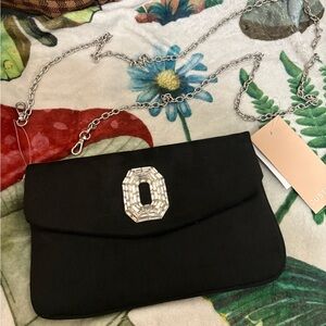 Black Clutch Bag with Silver Attatchable Chain